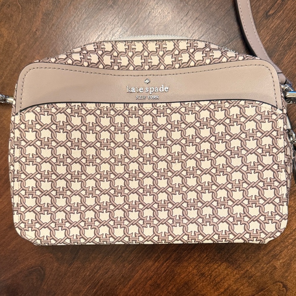 kate spade Tan & Cream Geometric Print Crossbody Bag